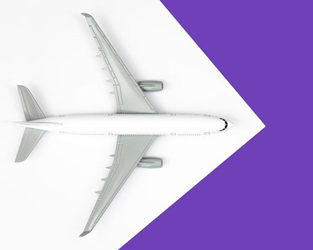 An 3d render of an airplane from overhead